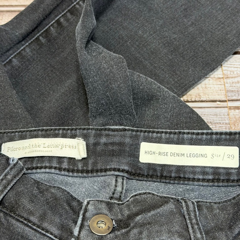 Pilcro High-Rise Denim Legging Womens Size 29 Black Skinny Jeans Anthropologie - Picture 5 of 9